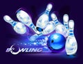Bowling game over blue Royalty Free Stock Photo