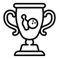 Bowling gold cup icon, outline style