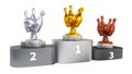 Bowling Gold Silver and Bronze Trophies with Marble Bases on a P