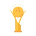 Bowling gold trophy ball award game recreational sport flat icon design