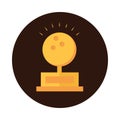 Bowling golden trophy ball league game sport block flat icon design