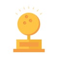 Bowling golden trophy ball league game sport flat icon design