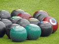 Bowling green bowling balls Royalty Free Stock Photo