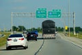 Bowling Green, Kentucky, U.S.A - June 16, 2021 - The highway with the split into Interstate 65 North and 65 South