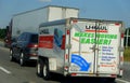 Bowling Green, Kentucky, U.S - June 16, 2021 - An SUV towing a U-haul small trailer on the highway Interstate 65