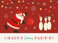 Bowling happy holiday party flat vector greeting