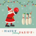 Bowling happy holiday party flat vector greeting