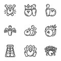 Bowling icon set, outline style Royalty Free Stock Photo
