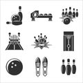 Bowling icon set Royalty Free Stock Photo