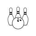 Bowling icon vector. skittles illustration sign. strike symbol or logo.