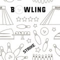 Bowling icons set pattern