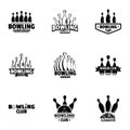 Bowling icons set, simple style