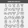 Simple bowling icons set vector