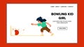 bowling kid girl vector Royalty Free Stock Photo