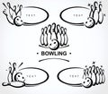 Bowling label and element set. Collection element bowling. Vector