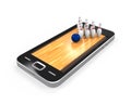 Bowling Lane in Mobile Phone Royalty Free Stock Photo