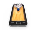 Bowling Lane in Mobile Phone Royalty Free Stock Photo
