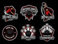 Bowling logo and badge set vector image