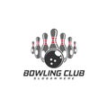 Bowling logo design concept vector template, emblem tournament template editable for your design. Icon Symbol Royalty Free Stock Photo