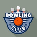 Bowling modern club logo, flat style