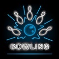 Bowling neon sigh. Vector clip art illustration