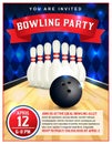 Bowling Party Flyer Template Illustration