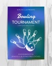 Bowling party invitation card. Sport tournament flyer.