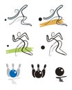 Bowling and petanque player icons. Royalty Free Stock Photo