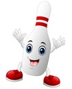 Bowling pin cartoon raising its hands