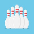 Bowling pin in flat style. Bowling pin group. Royalty Free Stock Photo