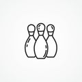 Bowling pin line icon. Bowling pins web icon Royalty Free Stock Photo