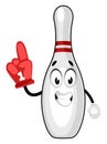 Bowling pin with red glove, illustration, vector