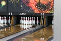 Bowling pines competition sports indoor side view