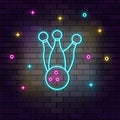 Bowling pins ball retro neon on wall. Dark background brick wall neon icon Royalty Free Stock Photo