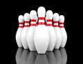 Bowling pins on black background Royalty Free Stock Photo