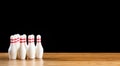 Bowling pins and bowling ball in miniature Royalty Free Stock Photo