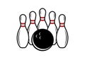 Bowling pins and bowling ball vector Royalty Free Stock Photo