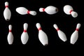 Bowling pins isolated on a black background Royalty Free Stock Photo