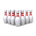 Bowling pins lined up Royalty Free Stock Photo