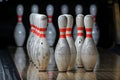 bowling pins set against a black background Royalty Free Stock Photo