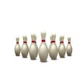 Bowling pins set, duckpin vector graphic illustratoin 3d. Bowl sport pin set, stock image isolated. White ten-pin game Royalty Free Stock Photo