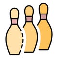 Bowling pins stand icon color outline vector Royalty Free Stock Photo