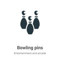 Bowling pins vector icon on white background. Flat vector bowling pins icon symbol sign from modern entertainment and arcade Royalty Free Stock Photo