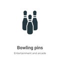 Bowling pins vector icon on white background. Flat vector bowling pins icon symbol sign from modern entertainment and arcade Royalty Free Stock Photo