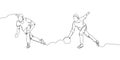 Bowling players set one line art. Continuous line drawing game, leisure, activity, strike, skittles, throwing a ball Royalty Free Stock Photo