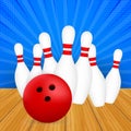 Bowling poster. Bowling game leisure concept. Vector stock illustration. Royalty Free Stock Photo