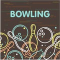 Bowling poster - skittles and bowling balls outline Royalty Free Stock Photo