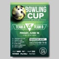 Bowling Poster Vector. Bowling Ball. Vertical Design For Sport Bar Promotion. Tournament, Championship Flyer Design Royalty Free Stock Photo