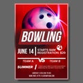 Bowling Poster Vector. Banner Advertising. Sport Event Announcement. Ball. A4 Size. Announcement, Game, League Design Royalty Free Stock Photo