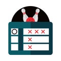 Bowling score board tournament game recreational sport flat icon design